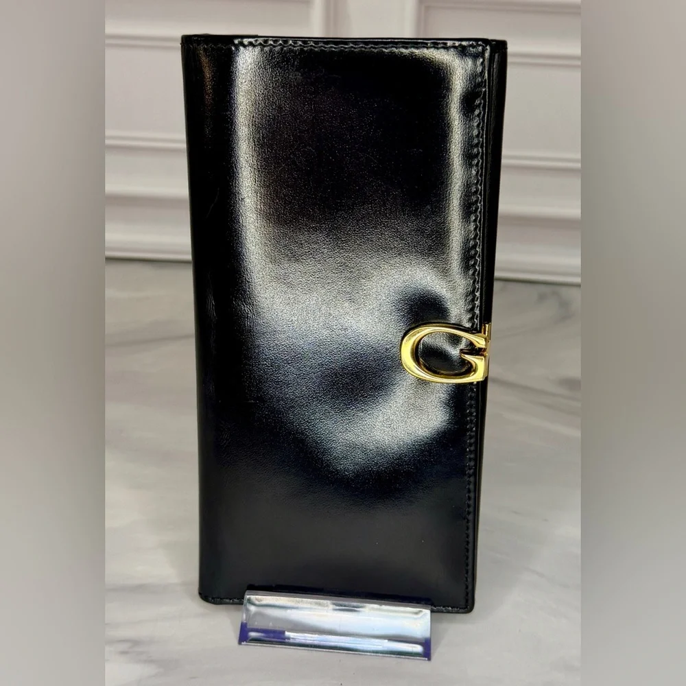 Vintage Gucci Queen Margaret Navy Blue Leather Long Bifold Wallet | Horsebit - Picture 2 of 6